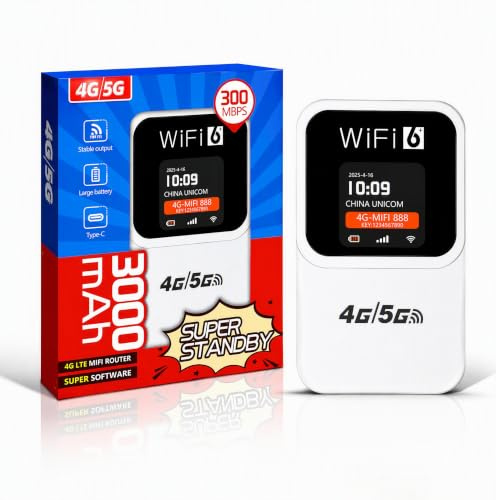 Mobile Hotspot Portable WiFi Router, Pocket WiFi Box with SIM Card Slot | 4G LTE Mobile MiFi Device, 3000mAh, 150Mbps, 10 Devices, High Speed Pocket Hot Spot for Travel, Caravan & Remote Work