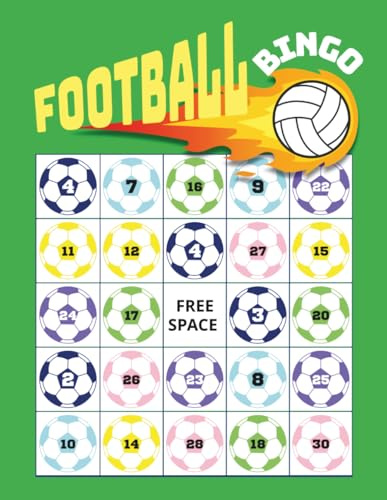 Football Bingo: 32-Player World Cup Themed Party Games for Parties, Bingo game birthday, Tailgates, BBQ’s and Youth Sports Events
