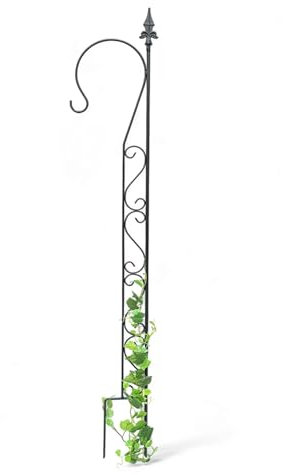 DanDiBo Rankhilfe Garten Metall mit 1 Halter Schwarz Rankgitter für Kletterpflanzen 145 cm Kletterhilfe mit Haken