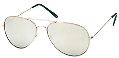 CHICNET Sonnenbrille Pilotenbrille 400 UV verspiegelt golden Doppelsteg pink grün gelb blau silber