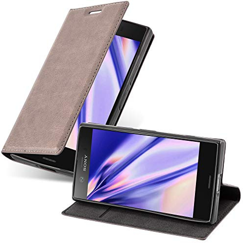 Cadorabo Hülle kompatibel mit Sony Xperia Z1 COMPACT aus Premium Kunst Leder Flip Klappbare Stoßfeste Magnetische [Standfunktion] [Kartenfächern] Cover Hülle für Sony Xperia Z1 COMPACT Tasche in Braun