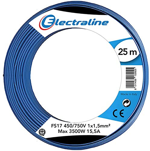 Electraline 13092 Cavo Unipolare FS17, Sezione 1 x 1.5 mm², Blu, 25 m