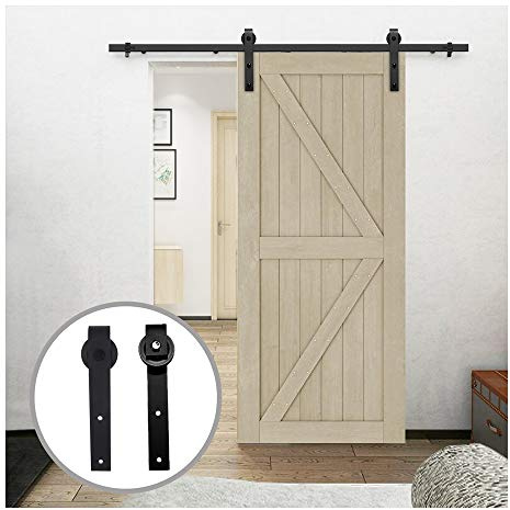 LWZH 7FT/213cm Schiebetürbeschlag Set Laufschienen Schiebetürsystem Laufschiene Tür Hardware Kit,J-Form