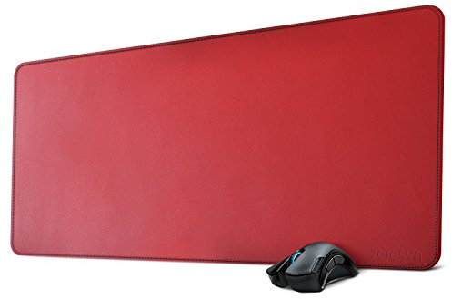 ZORESYN XXL Schreibtischunterlage aus PU-Leder – rutschfeste Büro- & Gaming-Mauspad (90x40 cm) – Rot – Schreibmatte mit Anti-Rutsch für Tastatur & Mouse