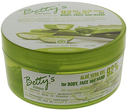 Betty's Aloe Vera Gel 100% frei von Tierquälerei! Für Körper, Gesicht und Hand. Für trockene Haut, reduziert Falten, Sonnenbrand, behandelt Akne, heilt Wunden und löscht Dehnungsstreifen,