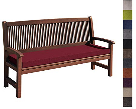 sunnypillow Bankauflage Outdoor - Stuhlkissen mit abnehmbarem Bezug - Sitzkissen für Bank - Bankpolster Polsterauflage Auflage für Gartenbank - 180 x 50 x 5cm - Bankkissen für Gartenmöbel Rot
