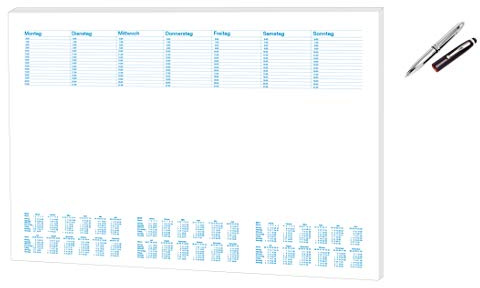 Papier Notiz-Schreibtischunterlage / Größe: 48x33cm / 30 Blatt + LED Touchpen Kugelschreiber