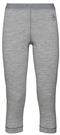 Odlo Damen Funktionsunterwäsche 3/4 Hose 100% MERINO 200 GRAMM, grey melange - grey melange, XL
