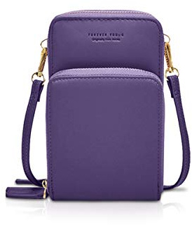 NICOLE&DORIS Damen Elegant Handytasche Kleine Umhängetasche Brieftasche Schultertasche PU Leder Mini Handtasche Vielen Fächern Handytasche mit Geldbörsen für Handy unter 6,9 Zoll Lila
