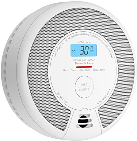 X-Sense SC07 Rauch- und Kohlenmonoxid-Melder, autonom, 10 Jahre, mit LCD-Display und Testtaste, 360-Grad-Überwachung, automatische Überprüfung