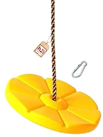 h2i Tellerschaukel aus wetterfestem Kunststoff | Robustes Design & anpassbare Schaukelhöhe | Kinderschaukel mit Halteseil & Karabiner l Schaukel für Outdoor & Indoor | gelb