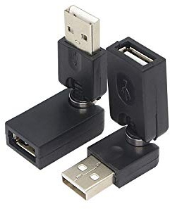 GELRHONR USB 2.0 auf USB Buchse 90 Grad Adapter, drehbarer Verlängerungsstecker Konverter für Auto Stereo Notebook Foto USB Stick Speicher-2 Stück