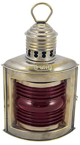 Positionslampe Backbordlampe antik rot Schiffslampe Messing 23cm Petroleumbrenner Backbord Lampe