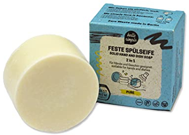 hello simple - Festes Spülmittel ohne Palmöl - Putz-Seife - Zero Waste Abspülen – plastikfrei (Pure, 1 Stück)