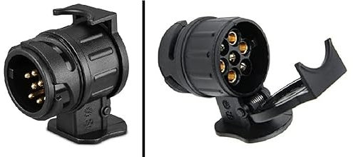 Rebadis Adaptateur Prise pour véhicule 13 Broches vers remorque 7 Broches - Connecteur Fiche 13/7 Attelage Voiture, Tracteur, Caravane, Porte-vélo