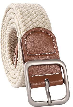 Beaface Bälten för män elastiska herrbälten elastiska stretchbälten för män, vintage vardagliga bälten för män jeans shorts byxor, flätade vävda bälten, BEIgE, one size