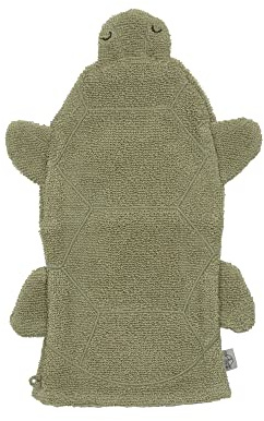 LÄSSIG Guanto da lavaggio per bambini Tessuto Terry Cotone/Play Wash Glove GOTS Turtle