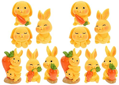 Operitacx 12stücke Miniatur Häschen Figuren Teiliges Dekorationsset Aus Harz Für Garten Und Tisch Hasen Deko Für Ostern Geeignet Für Feengärten Innen Und Außendekoration