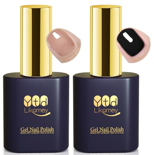 YTD Likomey Smalto Semipermante Per Unghie Base e Top Coat Kit,15ml 2 pezzi di UV/LED Smalti Semipermanenti Gel Polish Set,lucidi a Lunga Durata Manicure Gel Nail Polish