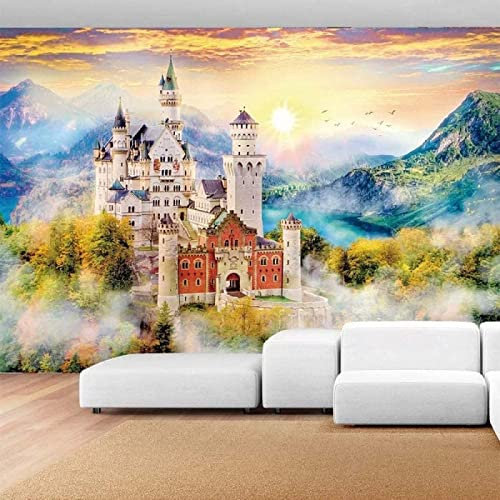 Papel Pintado Pared 3D Papel Tapiz Montaña Profunda Castillo Antiguo Castillo Fotomurales 3D Tv Fondo Pared Moderno Dormitorio Murales
