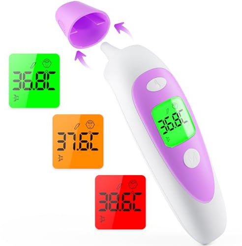 Baby Thermometers for Adults and Kids: AILE Accurate Ear and Forehead Temperature Readings - Fever Alarm - Touchless Ideal for Babies Toddlers Infants Thermometer - Large LED Display - Home Use