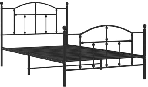 vidaXL Bettgestell mit Kopf- und Fußteil Metall Schwarz 100x200 cm