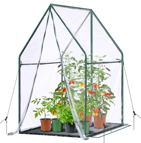Mini växthus för inomhus utomhus: Ohuhu bärbart växthus med vattentät dyna för små växter barnkammare grobarhet, 91 cm x 91 cm x 148 cm kraftig PVC-skydd tält fuktighet kupol sådd tillbehör