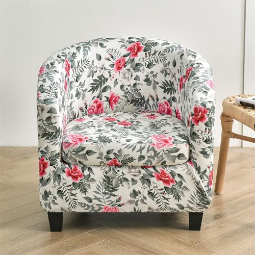Morbuy Sesselbezug Stretch mit Armlehne, 2er Set Sessel Überzug Universal Sesselhussen Stretch Sesselüberzug Elastisch Hussen für Clubsessel Cocktailsessel (Heiße rosa Blume)