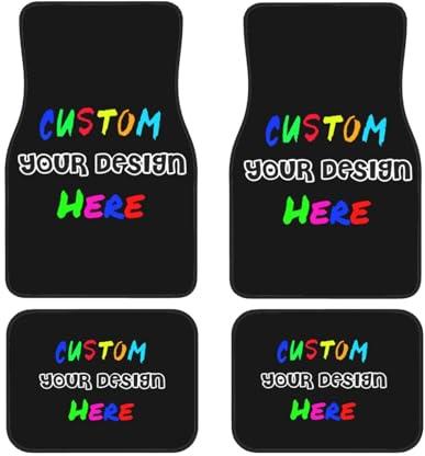 Individuelle Fußmatten für Autos, 4-teilig, personalisierbar, fügen Sie Ihren Namen, Foto, Logo und Text hinzu, individuelle Auto-Fußmatten mit universellem Passform-Design, individuelle Auto-Bodenein