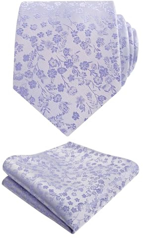 Alizeal Mens 8cm Floral Printed Necktie with Hanky Set | Classic Style, Premium Polyester Tie, for Wedding & Party