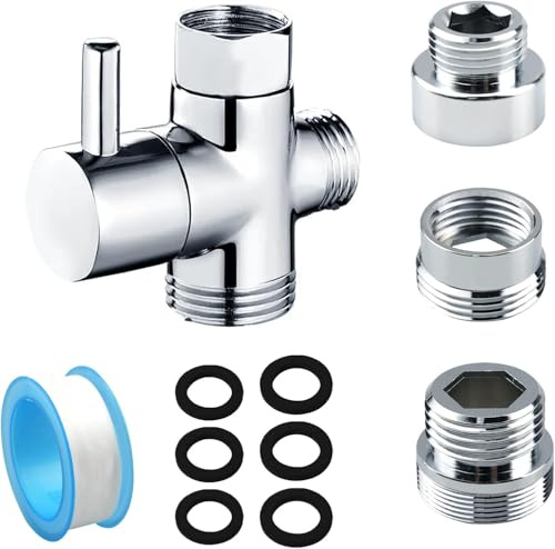 Aupawdy Shower Diverter Valve, Shower Attachment for Bath Taps Shower Head Adapter Diverter ValveAdapter Replacement Part for Kitchen or Bathroom Sink Faucet Mental Adapter