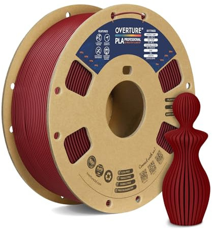 OVERTURE PLA Plus (PLA+) PLA-Filament 1,75 mm, professionelle PLA-Festigkeit, 1kg Filament (2,2 lbs), Maßgenauigkeit +/- 0,02 mm, für 3D-Drucker (Weinrot)
