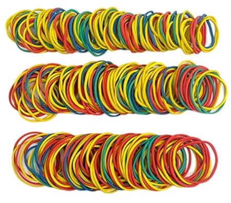 Gummibänder Bunt, Etwa 440 Stücke Haushaltsgummis Verschiedene Größen 25/38/50 mm, Gummi Bänder für Haushalt, Arbeit, Schule， Katapulte, Rechnungen, Bankpapier, Bürobedarf