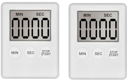 Quystetes Digital Kitchen Timer, Timer, Egg Timer, Suitable for Work, Sports Timer, Game, Cooking Timer, Easy to Use 2 Pack White
