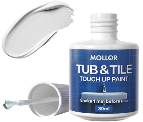 Mollor Spezial-Wannen- und Fliesenfarbe, Hochglanz-weiße Wannenfarbe für Badewanne, schnell trocknende Porzellanfarbe für Kratzer & Absplitterungen auf Porzellan, Acryl, Emaille, Gusseisen