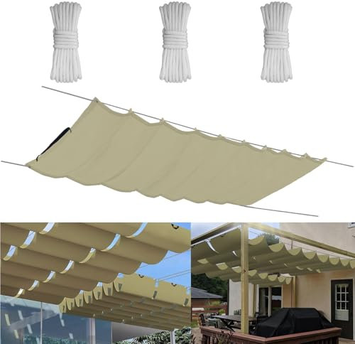 Yurun Einziehbare Welle Sonnensegel 0.5x8.5M, Verstellbar Aufrollbar Sonnenschutz Mit ösen, Spannmarkise Beschattung, Markise Wasserdicht Verstellbar Markisenstoff Für Terrassenüberdachung - Khaki
