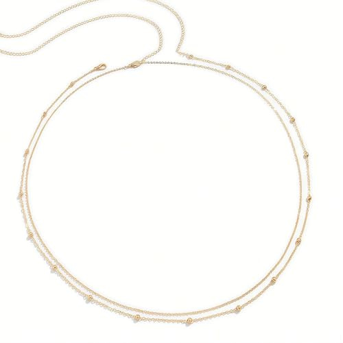 XFSRG Cintura Donna Moda Vintage Occidentale con Catena della Vita Fibbia Decorativa in Metallo Regolabile per Jeans Cappotti e Abiti(Oro-1)