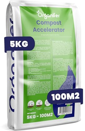 Accélérateur De Compost - 5 Kg Pour 25-100 M2 / 5 M3 - Pour déchets de jardin et de cuisine - Riche en humus, compost inodore et améliore la vie du sol - Formule guano biologique - Organifer