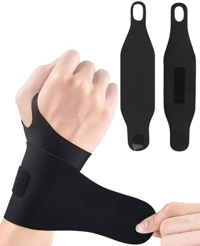 FUGLUS 2 PCS Tutore Polso,Fascia da Polso Traspirante,Supporto Polsi Elasticità Regolabile,per Tendinite,Distorsione,Fitness,Tennis,Uomini e Donne(Nero)