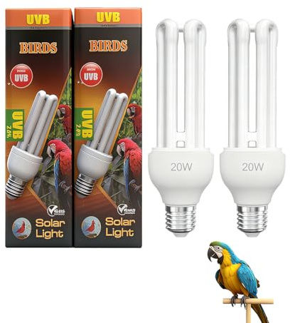 KINGYEENUO Lampadina E27 UVA UVB per uccelli, 2.4 UVB 20 W, lampada fluorescente compatta per tutti i tipi di prigionieri, luce solare naturale, simulazione uccello, pappagallo, lampada compatta per