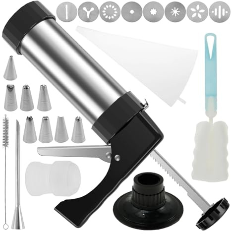BUDGPZWSC Kit de Pistola for prensar Galletas, máquina Manual de Acero Inoxidable for Hacer Churros, jeringa for repostería, boquillas extrusoras, Crema for Manga pastelera y Galletas.(Style 2)