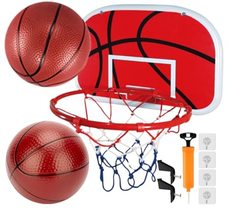 Inomhus Basketkorg,Med Uppblåsbar Pump Och 2 Bollar | Basketbollskorg Set Över Dörren - För Elever Entusiaster Pojkar Tonåringar Vardagsrum Sovrum Lägenhet Källare