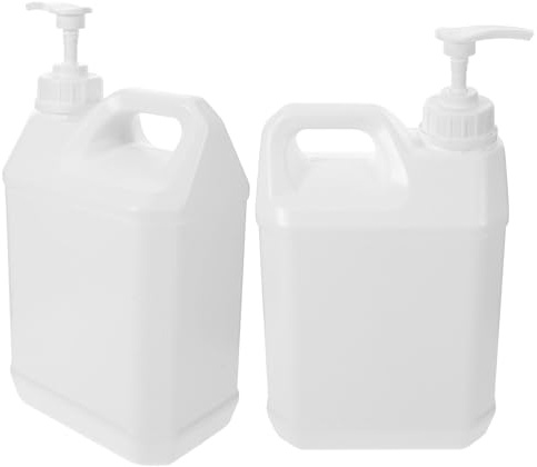 OUNONA 2pcs 2.5l Large Capacity Milky White Plastic Hand Soap Pump Dispenser Bottles for Body Wash, Shampoo, Lotion – Refillable Shower and Conditioner Containers for Home Or Hotel