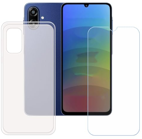 BMPNLSZ Funda para Samsung Galaxy F70e Screen Protector, Translúcido Suave Silicona TPU Canica Carcasa Caso Case + Cristal Templado Film Vidrio (6,7)