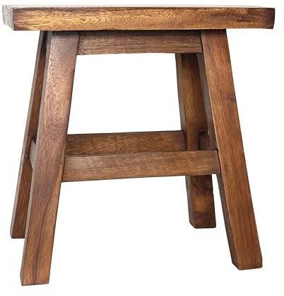 Handmade Rustic Wooden Side Table, Square Solid Wood End Table, Brown Farmhouse Style