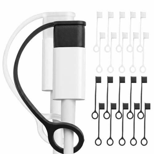 20Pcs USB C Dust Plug Caps, Type C Charging Port Cover Cable Protector with Anti-Loss Tether, Silicone USB C Cap Snug Fit Prevent Dust Oxidation for Type C Cable Male Port 10 Black + 10 Translucent