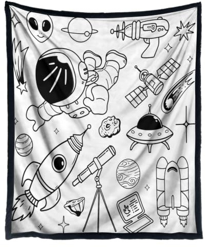 Generico DIY Coperta Da Colorare Con Pennarell, 59 * 50 Inch Coperta Da Colorare, Tappeto Per Disegno Lavabile In Lavatrice, Per Decorazioni Feste Scuola Compleanno Bambini DIY