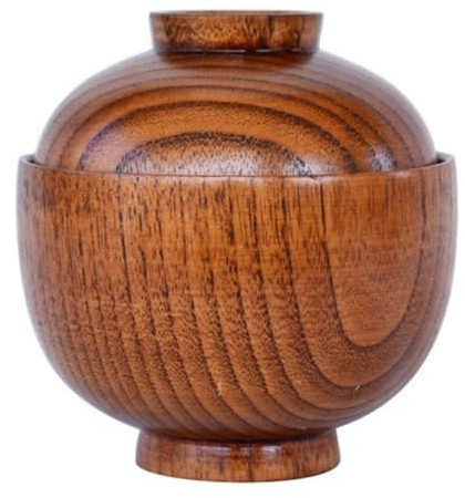 Levemolo Cuenco de Madera con Tapa para Sopa y Aperitivos, Práctico y Sólido, Estilo Japonés Decorativo, Adecuado para Servir en Fiestas y Uso Diario