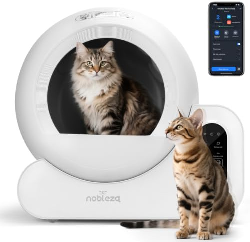 Nobleza Automatic Cat Litter Box, 70L Extra Large Self Cleaning Cat Litter Tray, App Control, Multi-Cat, Triple Deodorisation, Safety Sensors