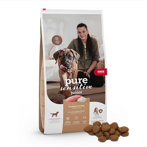 MERA Pure Sensitive Junior mit Truthahn & Reis (4kg), leicht verdauliches Welpenfutter für Junge Hunde großer Rassen ab dem 6. Monat